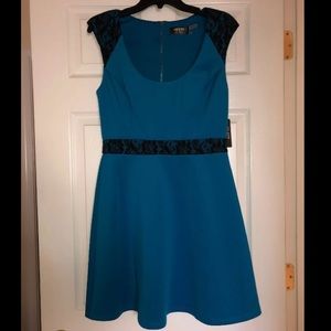 Guess Blue Dress w/Black Lace Accent